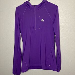 Adidas Purple Techfit 1/4 Zip Hooded Running Pullover Size Large